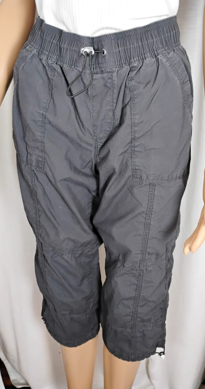 Calvin Klein Cotton Parachute Capri Pants Gray Gorpcore Drawstring Hem
